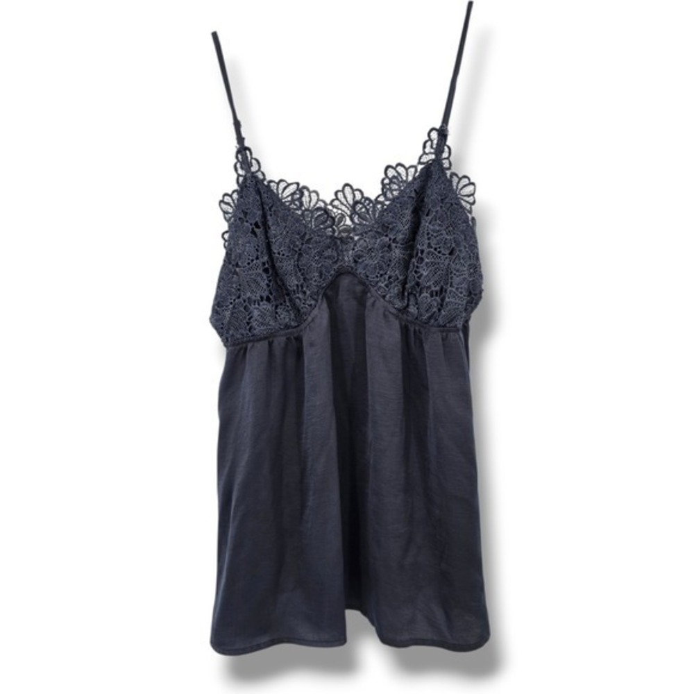 Hudson‎ Gray Lace Trim Cami Top Sleeveless Navy Blue L